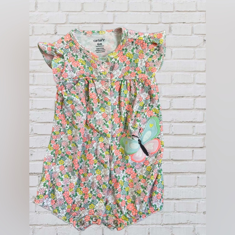Carters Floral Spring Romper with Butterfly, 6 months